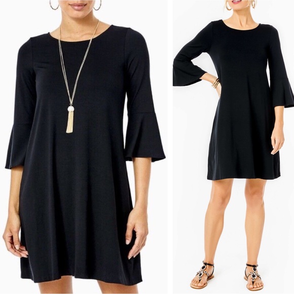 Lilly Pulitzer Ophelia Swing Dress in Onyx Black Stretch Jersey Knit - Picture 1 of 10